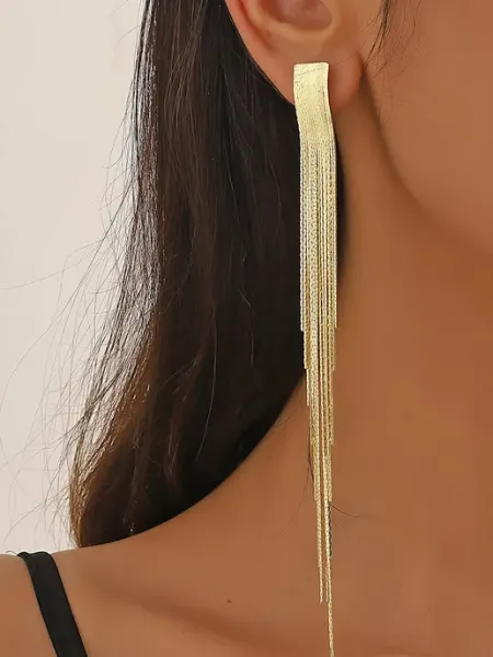 Серьги длинные висячие золотистые гладкие бижутерия MANAXY