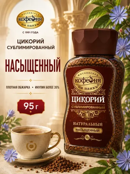 Цикорий в банке сублимированный Насыщенный натуральный, 95 г МОСКОВСКАЯ КОФЕЙНЯ НА ПАЯХЪ