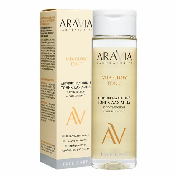 Антиоксидантный Тоник ARAVIA Laboratories "Vita Glow", для лица, с глутатионом, витамином С, 200 мл