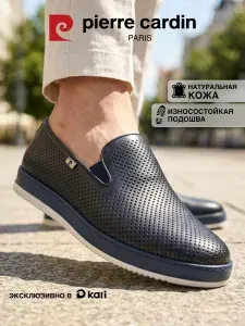 Лоферы Pierre Cardin из натуральной кожи с перфорацией без шнурков