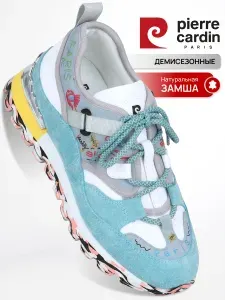 Кроссовки Pierre Cardin женские демисезонные голубые из натуральной кожи