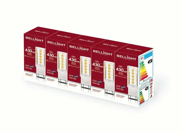 Лампа светодиодная BELLIGHT LED G9 5W 430Lm 4000K 5 шт. упаковка