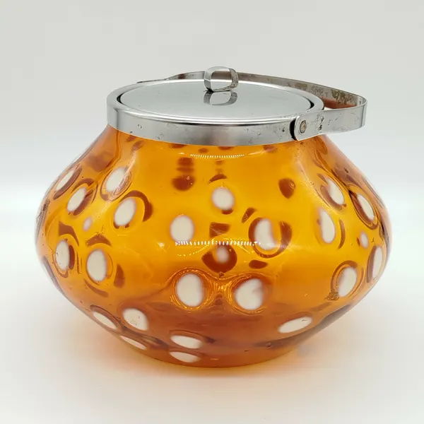 Конфетница (бонбоньерка), металл, сульфидно-цинковое стекло, СССР, 1960-1980 гг.