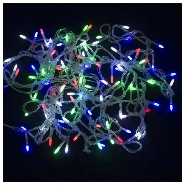 Светодиодная Гирлянда 5,5м 50 ламп LED прозрач. пров. Мультицвет, 8 режима