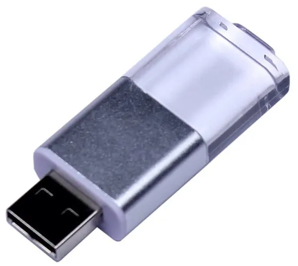 Пластиковая флешка с выдвижным механизмом и кристаллом (64 Гб / GB USB 2.0 Белый/White cristal10)