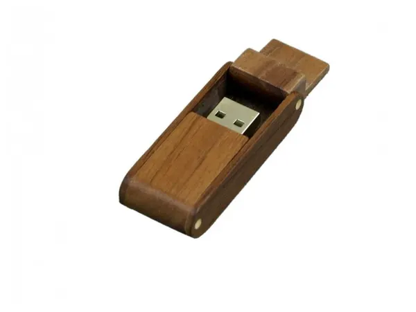 Раскладная деревянная прямоугольная флешка (8 Гб / GB USB 2.0 Красный/Red Wood3 Раскладная флешка под логотип оптом)