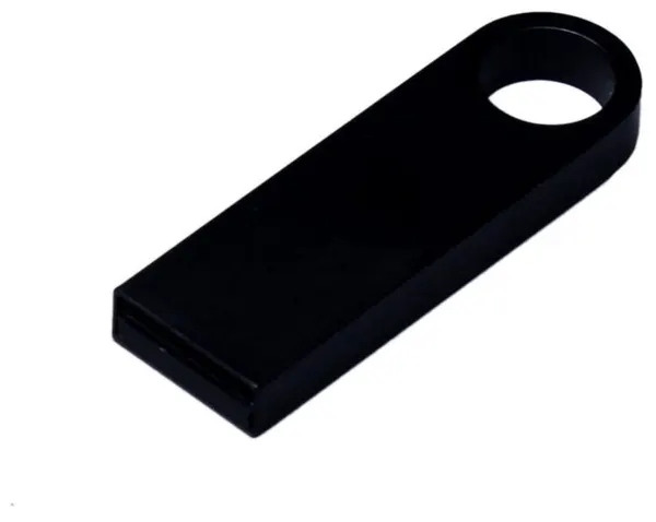 Компактная металлическая флешка с круглым отверстием (64 GB USB 3.0 Черный mini3 Брелок стиль)