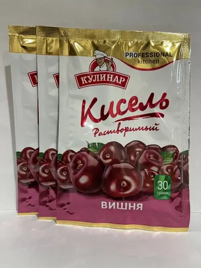 Кулинар кисель растворимый вишня, 3 саше по 30 г - Морсы, кисели, компоты