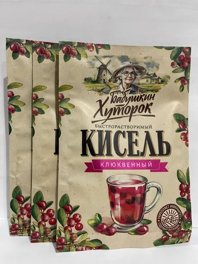 Кисель порошок Бабушкин Хуторок, клюква саше, 30 г - Морсы, кисели, компоты