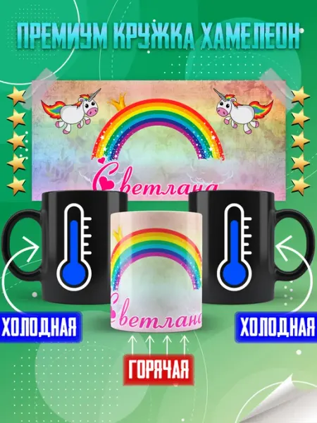 Кружка хамелеон с именем Светлана Фотосувениры