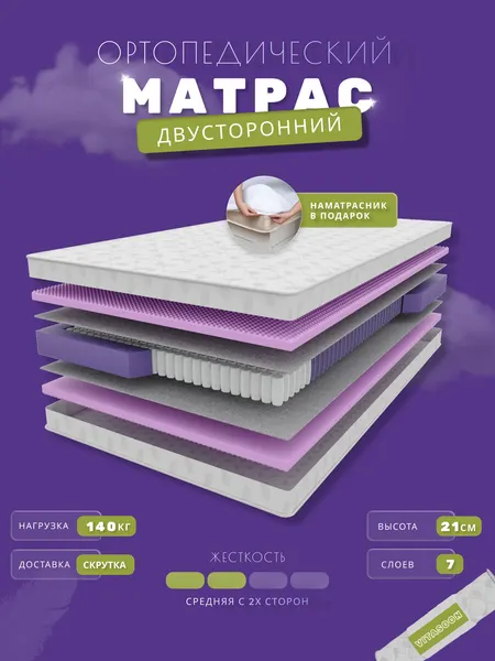 Матрас 100х200 ортопедический VitaSoon STRONG Ck высота 21 см пружинный