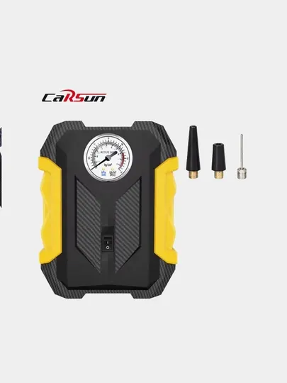 Насос автомобильный компрессорный электрический CARsun, от прикуривателя, с насадками