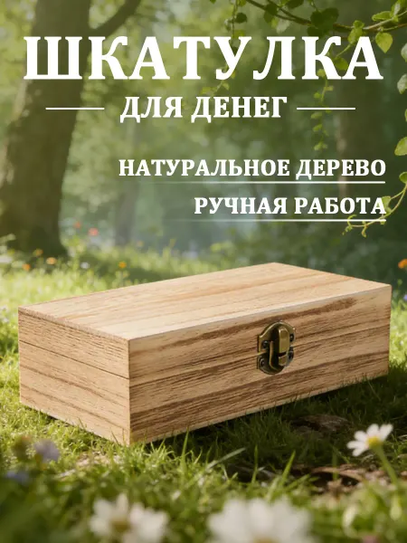Шкатулка для денег деревянная подарочная купюрница