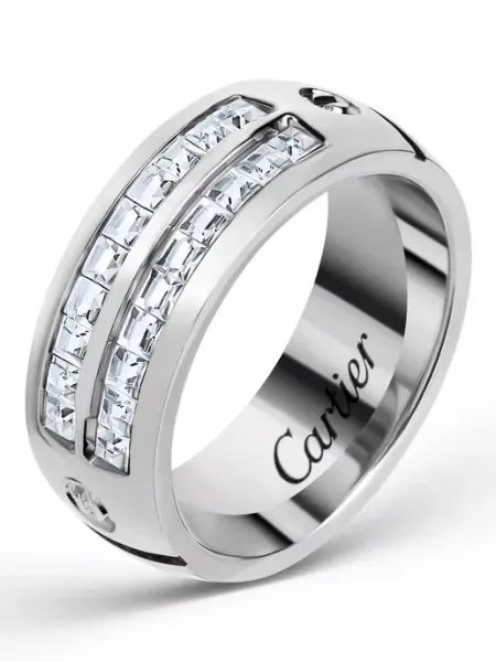 FLORENTICA Кольцо обручальное широкое с камнями Cartier