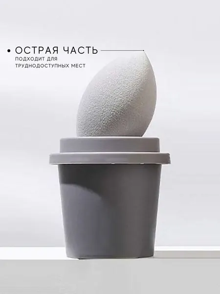 Спонж для макияжа, косметический, в матовом футляре для сушки