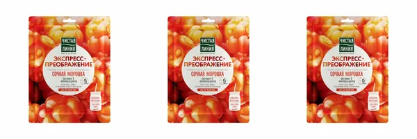 Чистая Линия Маска тканевая для лица "Экспресс-преображение", витамин C + антиоксиданты, 23 г, 3 шт
