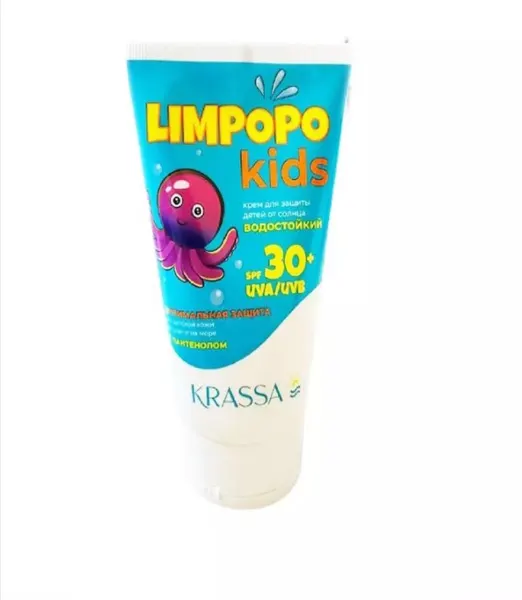 Детский солнцезащитный крем KRASSA , spf 30+, водостойкий, для всех типов кожи