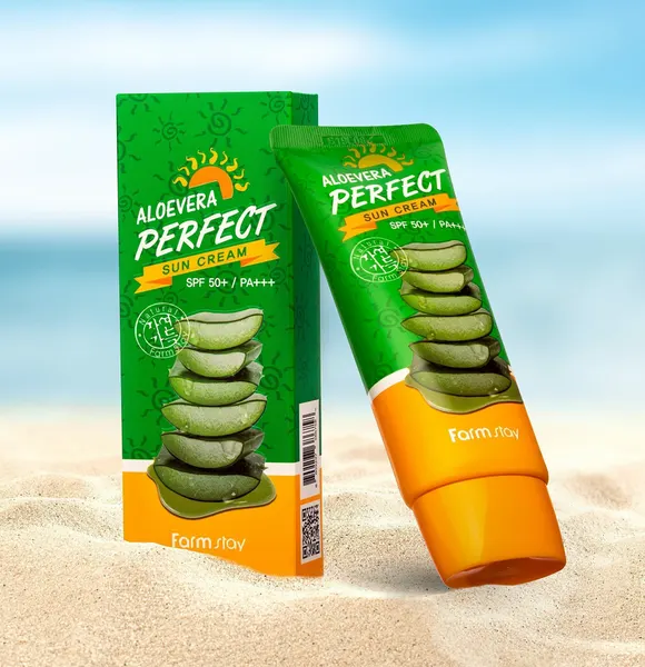 Увлажняющий солнцезащитный крем для лица и тела FarmStay SPF 50 PA+++ с экстрактом алоэ вера 70 мл.