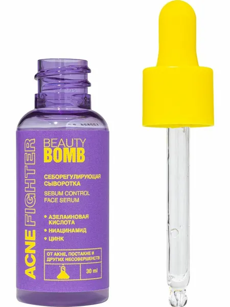 Beauty Bomb Сыворотка для лица себорегулирующая для выравнивания тона Acne Fighter, 30 мл, прозрачная