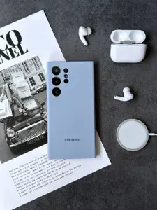 Чехол силиконовый на телефон Samsung S24 Ultra Silicone Case с MagSafe / Голубой + стекло Spigen на экран