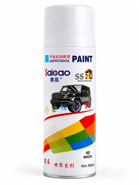 Saigao Aerosol Paint - Универсальная акриловая аэрозольная краска 400мл, Белый цвет - Наборы автохимии