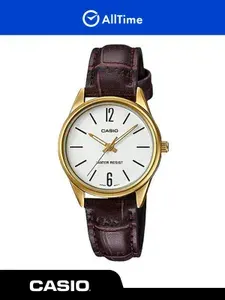 Часы женские Casio Collection Ltp LTP-V005GL-7B / Часы наручные кварцевые с кожаным ремешком тонкие золотые
