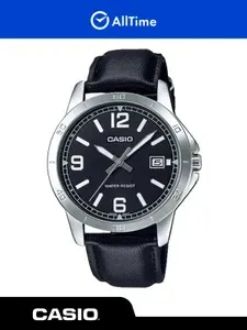 Часы мужские Casio Collection MTP-V004L-1B / Часы наручные кварцевые серебряные парные с кожаным ремешком