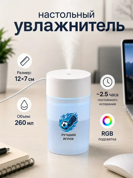 Настольный увлажнитель воздуха 260мл с надписью "лучший игрок"