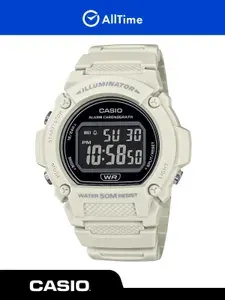 Часы мужские Casio Collection W-219HC-8B / Часы наручные электронные кварцевые спортивные большие белые черные