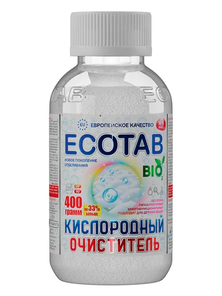 Кислородный отбеливатель ECOTAB, порошок, 400г, гипоаллергенный, для детских и белых тканей