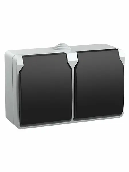 Розетка 2-м Форс IEK, 16А IP54 с заземл. с крышкой сер. Артикул: ERS22-K03-16-54-DC.