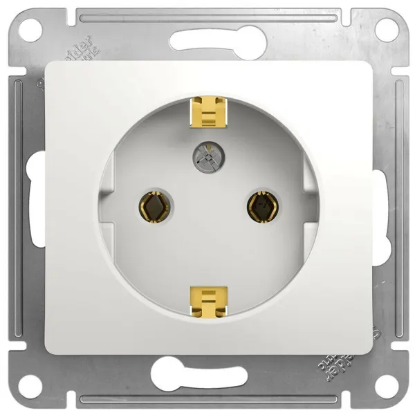 Розетка с заземлением, 16А Glossa, цвет белый, Systeme Electric