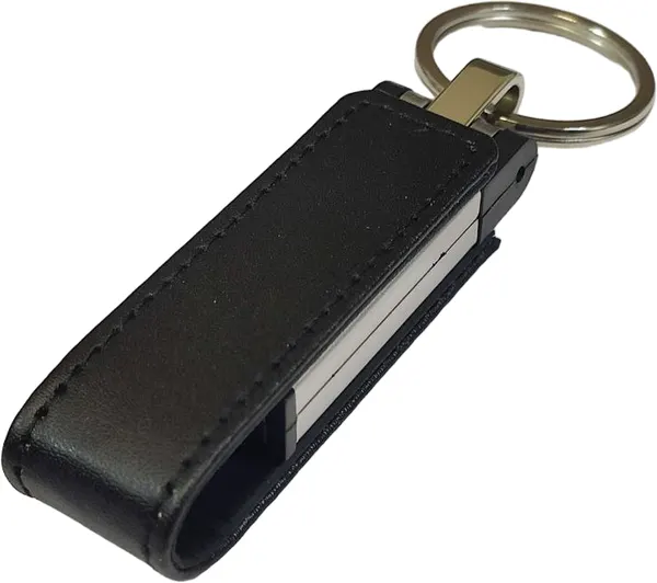 Подарочная флешка кожаная узкая на магните черная, USB Флешка 32GB