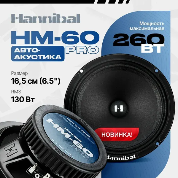 Среднечастотная автомобильная акустика Alphard Hannibal HM-60 PRO / Динамики автомобильные 16 см