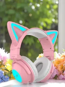 Беспроводные наушники с ушками кошки и подсветкой, YOU CAT - ZW068 Gen3+ pink