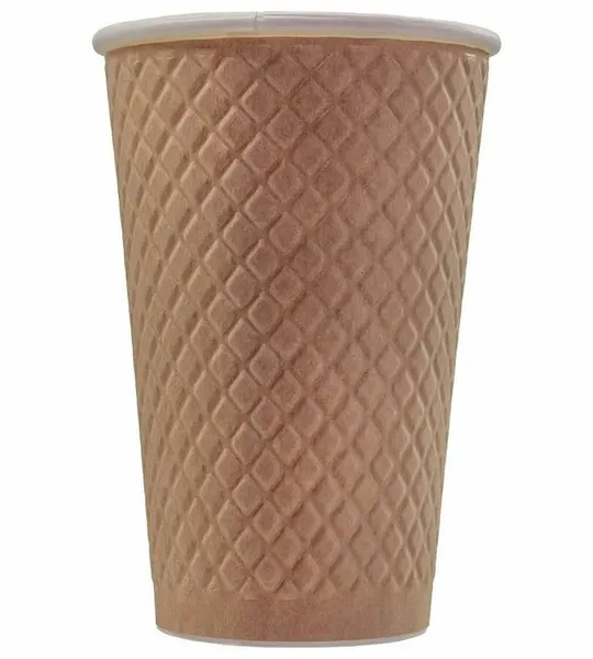 Стаканы одноразовые бумажные 2-слойные Waffle Крафт d 90 400 мл, туба: 25 шт.