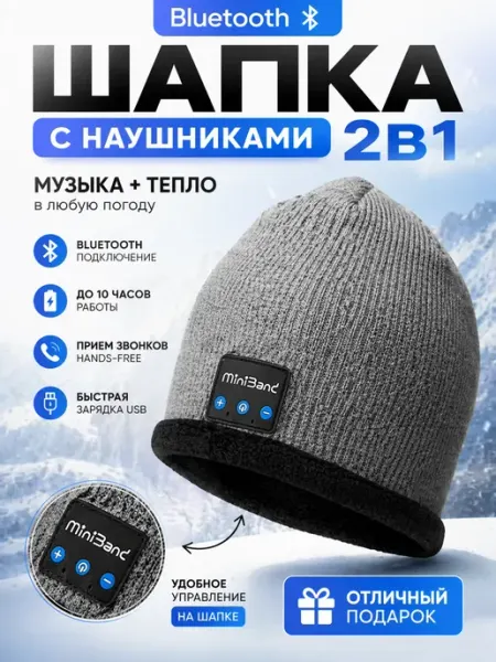 Шапка с наушниками Bluetooth зимняя 2в1 KENEN W1