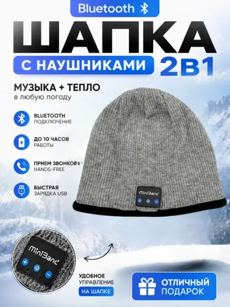 Bluetooth шапка с наушниками зимняя теплая KENEN W1