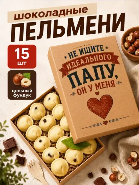 Шоколадные пельмени подарочный набор для папы ПОДАРКОВО