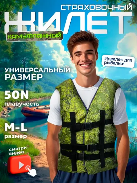 Жилет страховочный камуфляж (размер M-L) AeroLit