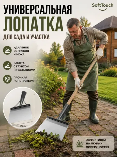 Универсальная садовая лопата из нержавеющей стали 25 см
