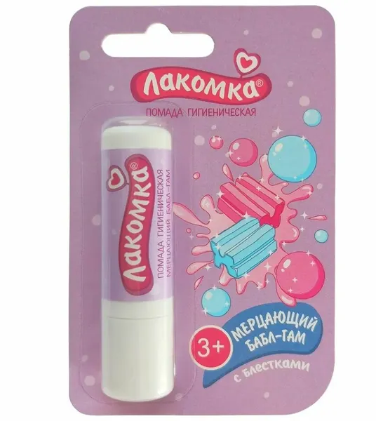 Помада губная гигиеническая Лакомка Мерцающий Бабл-Гам, 2,8 г