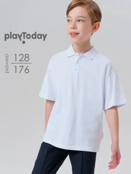 Футболка поло подростковая хлопковая оверсайз для школы PlayToday