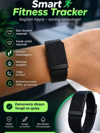 Smart Bracelet — aqlli bilaguzuk, yurak urishi, uyqu, qon bosimi va SpO₂ monitoringi - Фитнес браслеты