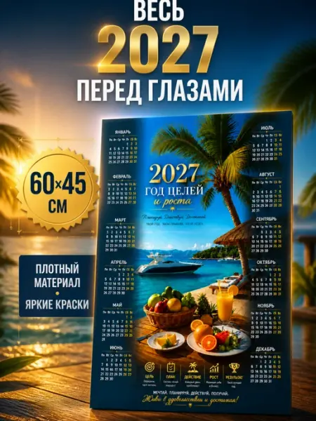 Календарь 2027 настенный, море, плакат, природа Галерея дизайна