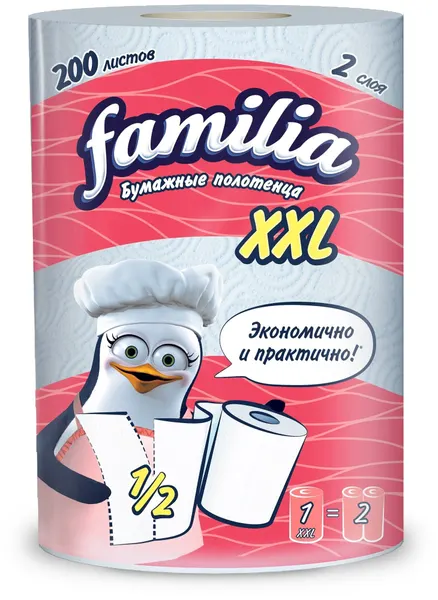 Полотенце бумажное FAMILIA XXL 1шт 2 слоя Белые
