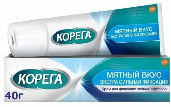 Корега крем для зубных протезов Экстра-сильная фиксация, мятный вкус, 40 мл, мята