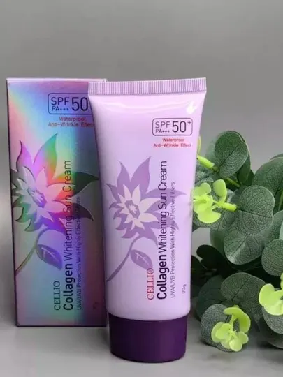 Солнцезащитный крем для лица Cellio Collagen Whitening Sun Cream
