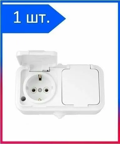 Розетка Наруж Двойная С Заземлением+Крышка Белый IP 54 16А 250В Пралеска