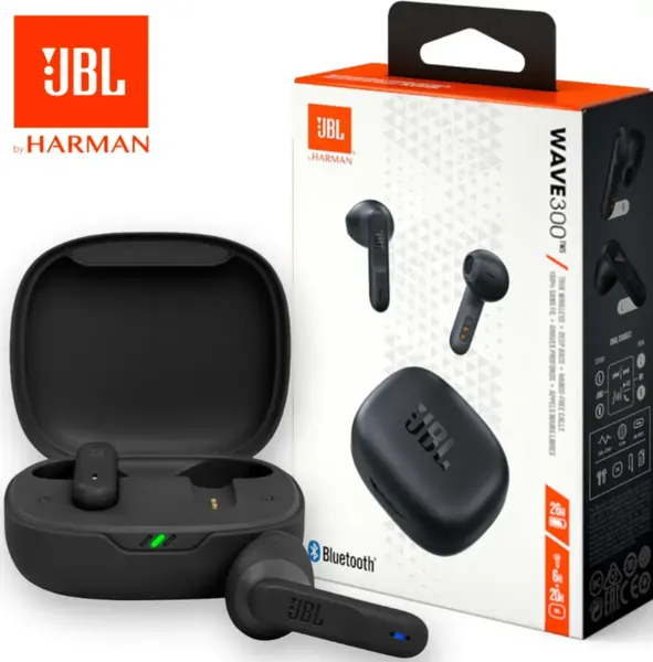 Беспроводные TWS-наушники JBL Wave 300 Black, Bluetooth 5.2, сенсорные, Dual Connect, USB Type-C, черный